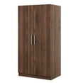 thumbnail image 6 of Oufan Rustic Brown 2-Door Wooden Wardrobe Armoire with 3 Storage Shelves & Clothing Rod for Bedroom, 6 of 9