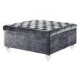 thumbnail image 1 of Posh Living Joshua Velvet Button Tufted Square Storage Ottoman Coffee Table Grey, 1 of 8