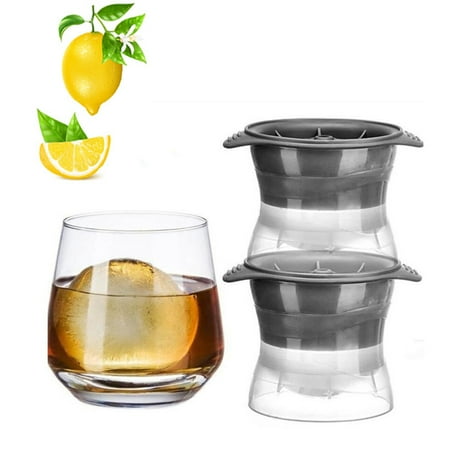 Vina 2.5 inch Sphere Ice Molds Large Ice Ball Maker for Slow-melting Beverage Chillers (2pcs in 1