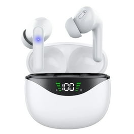 Bluetooth Headphones Wireless Earbuds 80hrs Playtime Wireless Charging Case Digital Display Sports Ear buds with Earhook Waterproof Over Ear Earphones for TV Phone Laptop Contrast Color Pearl Gray Wal...