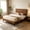 Brown468, variant on BSHTI Full Size Faux Leather Upholstered Platform Bed Frame with Adjustable Headboard, Wood Slats, No Box Spring Needed for Bedroom(Brown)