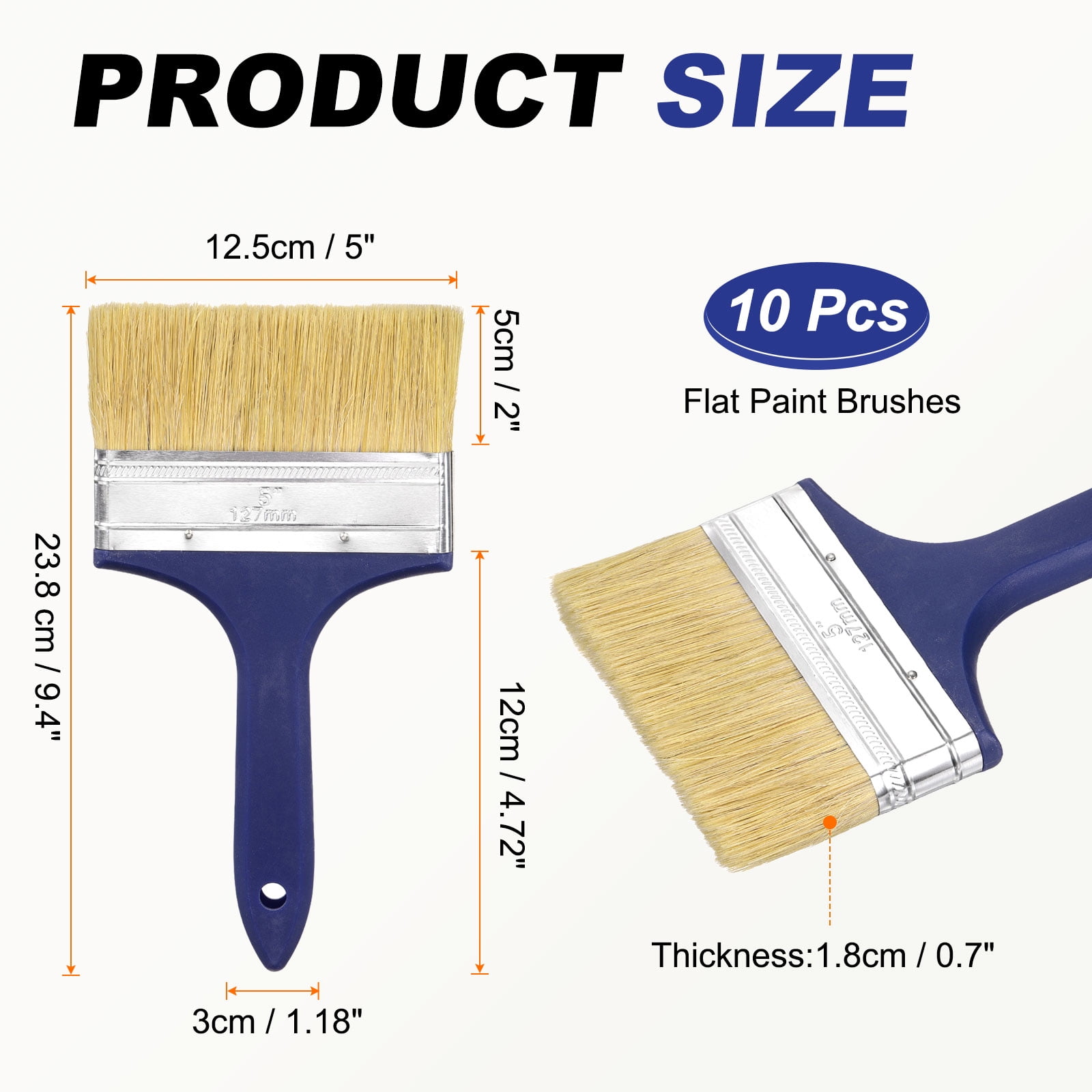 Uxcell 10 Pcs Paint Brushes 5 Inch Flat Not Chip Brush PET Fiber Strands Bristle
