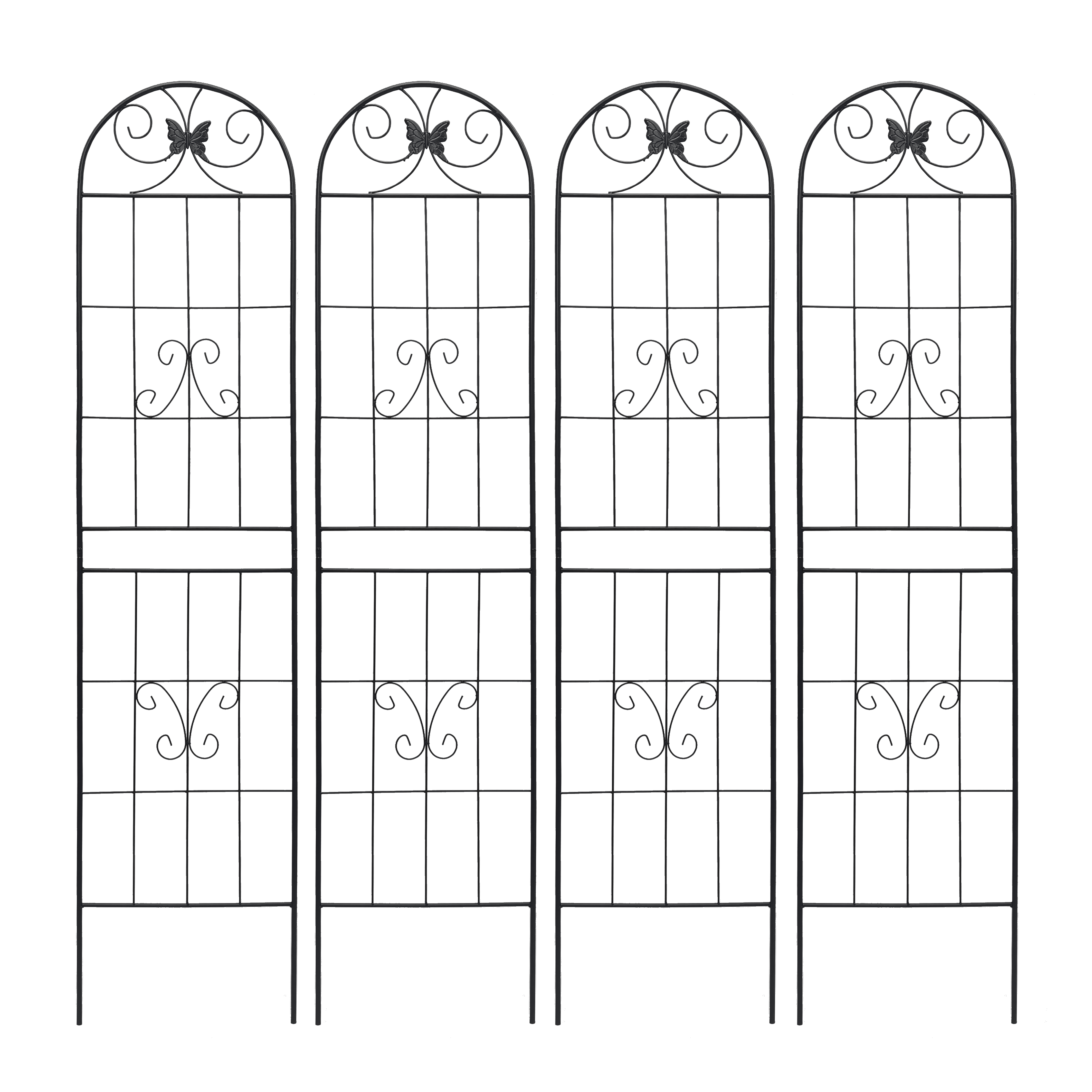 Yoneston 4 Pack Metal Garden Trellis, 86.7"x19.7"Decorative Arched Trellis for Climbing Plants, Metal Coating Anti-Rust and Sturdy for Outdoor, Black