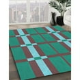 thumbnail image 3 of Ahgly Company Machine Washable Indoor Square Transitional Dark Turquoise Green Area Rugs, 3' Square, 3 of 7