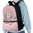 thumbnail image 4 of HUIACONG Pink Space Axolotl Backpack for Daily School Use Multi Compartment Wear‑Resistant Large Capacity for Elementary Middle School Kids, 4 of 6