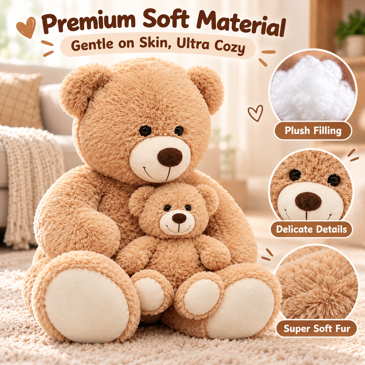 Morismos 39" Mommy and Baby Teddy Bear Set photo 3