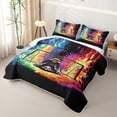thumbnail image 3 of Feelyou Fire Goalkeeper Soccer Twin Quilt Set for Boys, Rainbow Flame Football Twin Coverlet Set, 2-Piece, 3 of 7