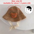 thumbnail image 2 of style4 Sombrero para niños, sombrero de paja para bebé con encaje de oso bonito, sombrilla de verano, sombrero de pescador infantil, 2 of 5