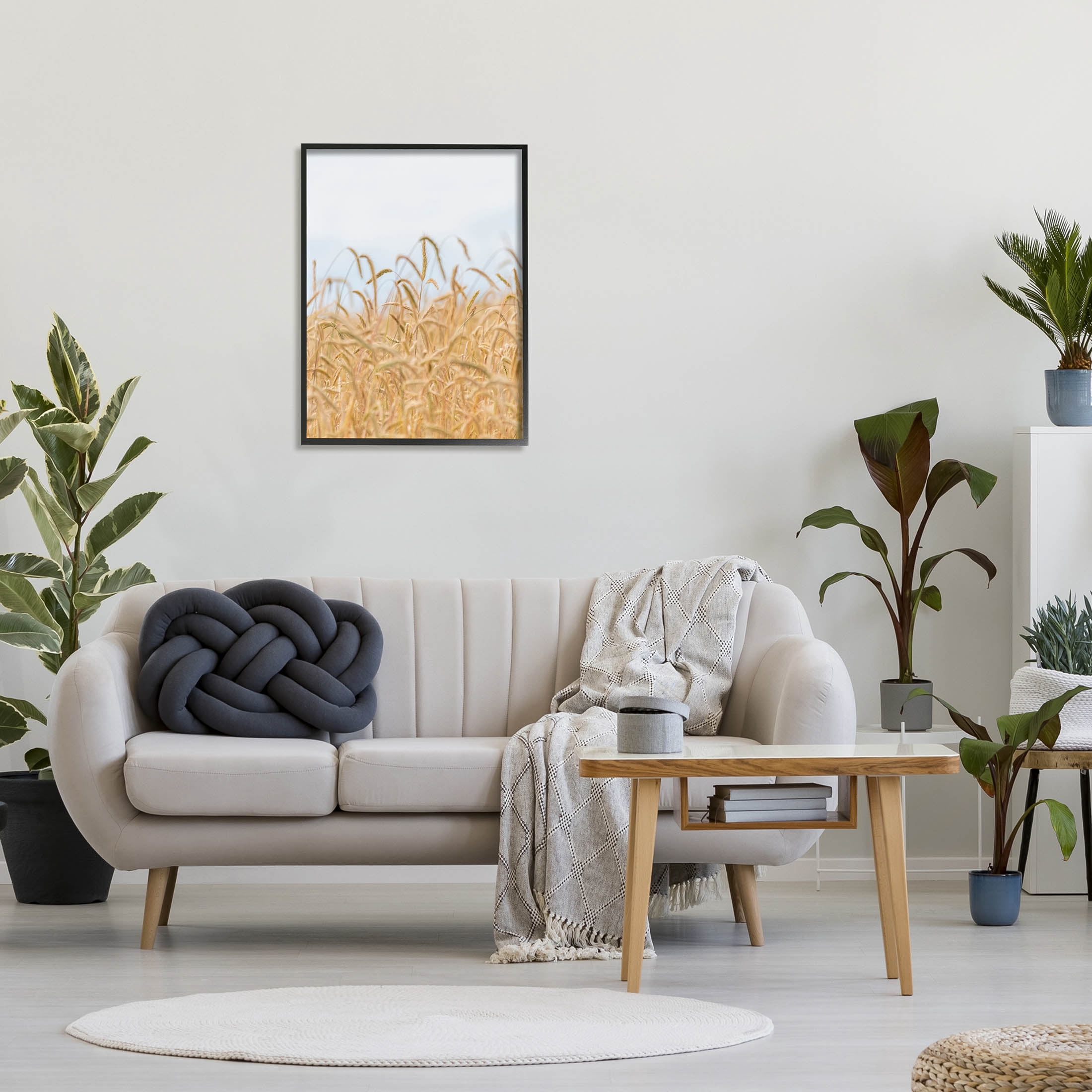 Rural Wheat Field Crops Landscape Photograph Black Framed Art Print Wall Art