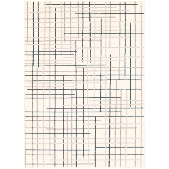 eCarpetGallery Modern Living Room Area Rug, 7'10" x 10'2", Cream-Petrol, Tessa