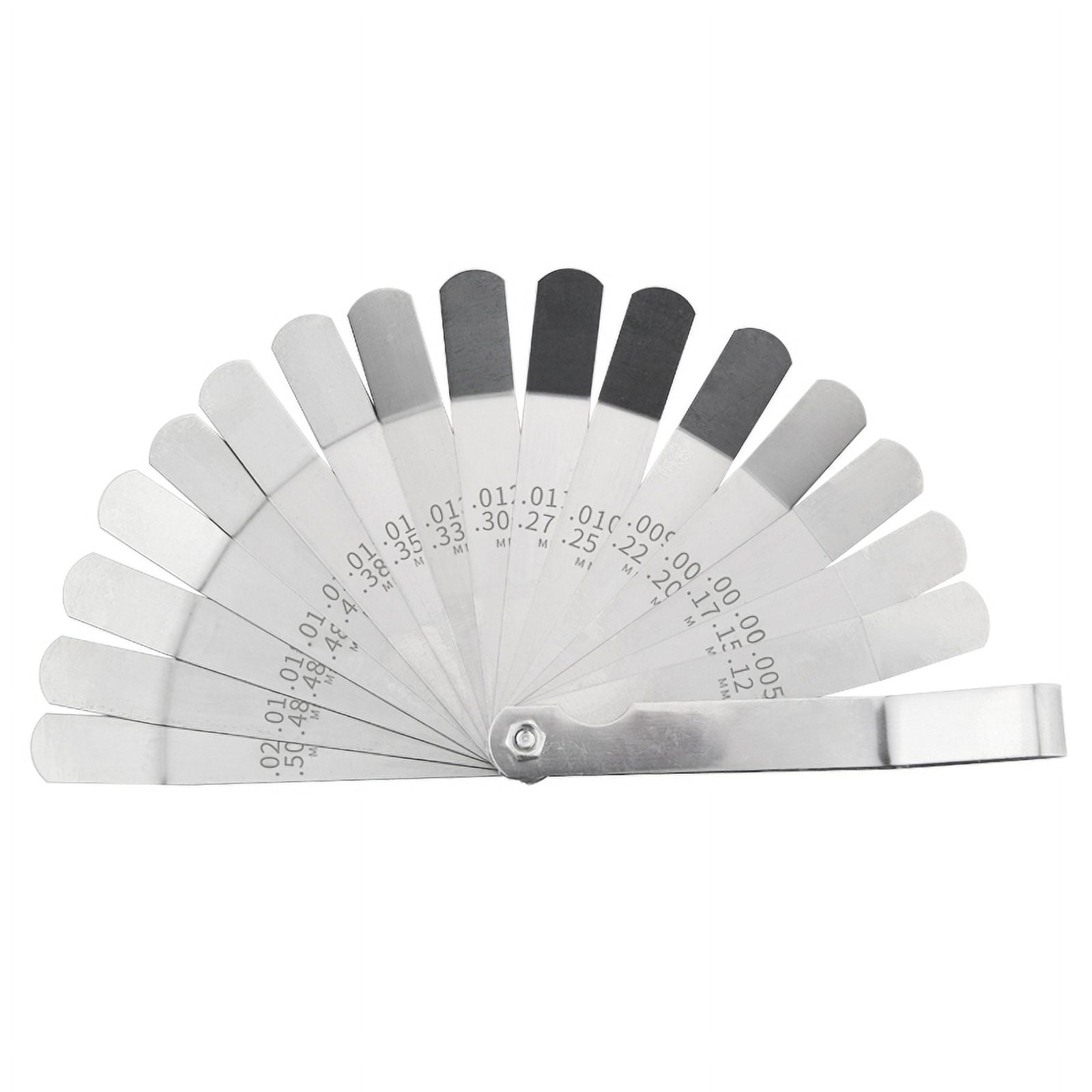 16 Blades Curved Feeler Gauge 0.127 to 0.508mm + 32 Blades Feeler Gauge Stainless Steel Metric 0.04-0.88mm