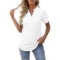 thumbnail image 3 of Entyinea Womens Tops Dressy Causal Short Sleeve Blouse V Neck Ribbed Knit T-Shirt White M, 3 of 5