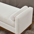 thumbnail image 6 of S-HOME Large Upholstered Boucle Fabric Ottoman with Pillows, Window Bench for Living Room, Home Entryway Seating, Ivory, 6 of 7