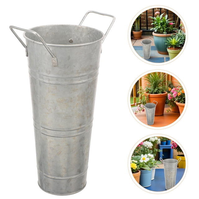 Milisten 6Ud Cubos De Metal Galvanizado Para Exhibición Floral Con Asa Fácil De Transportar