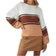 thumbnail image 1 of Suéter de manga larga con cuello en O de línea de empalme de color sólido informal para mujer Blusa Fridja hjk963, 1 of 8