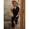 thumbnail image 4 of Vestido largo ANRABESS de verano con cuello en V y estampado floral de chifón para mujer, 4 of 6