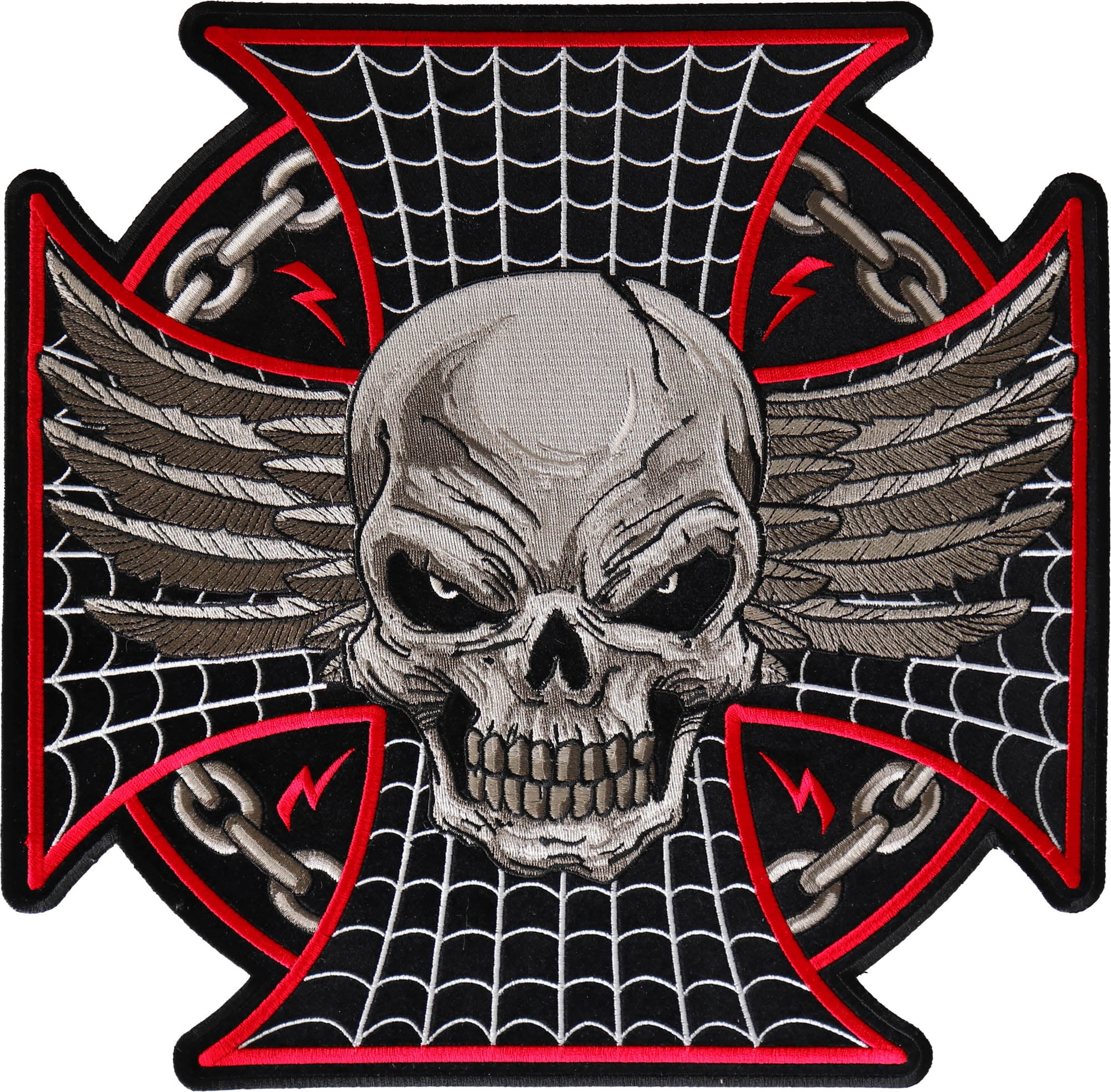 Biker Skull Patch, Large Back Patches for Jackets and Vests 