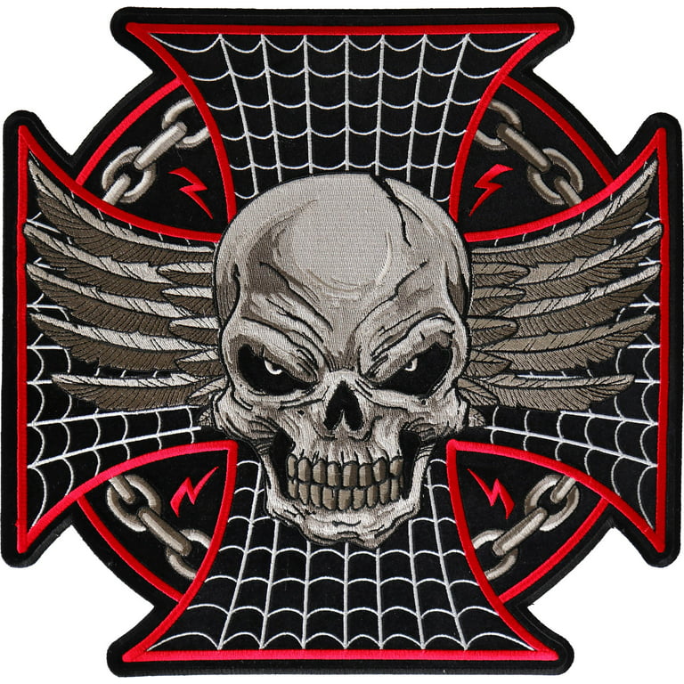 Skull Biker Patch Large Embroidered Patches For Clothing Punk