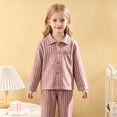 thumbnail image 5 of Wenfanal Toddler Boys Girls Silk-like Pajamas Set ,Girls Long Sleeve Fleece Button Down Sleepwear Kids Soft 2 Pieces Set Girls Fashion Size 9-10 Years,Pink, 5 of 6