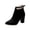 Black, variant on Fesfesfes Faux-Leather Boots for Women Mid-heel Winter Casual Color Suede Thick Soled Ankle Boots With Belt Buckle 6(37)
