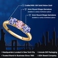 thumbnail image 2 of Gem Stone King 10K Yellow Gold Pink Lab Grown Diamond and Blue Tanzanite Engagement Ring for Women | 1.42 Cttw | Round 5MM | Gemstone April Birthstone | Size 5, 2 of 6