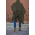 thumbnail image 3 of Top de flecos de manga larga con cuello alto para mujer Abrigo de poncho con borla de talla grande Fokelyi HMFJ296-8, 3 of 7