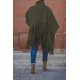 thumbnail image 3 of Top de flecos de manga larga con cuello alto para mujer Abrigo de poncho con borla de talla grande Adepaton HMFJ296-26, 3 of 7