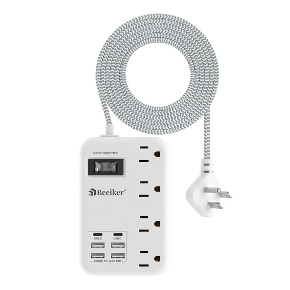 Protector contra sobretensiones Beeiker 6 USB (2 USB C) de 5 pies