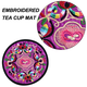 thumbnail image 3 of Posavasos de tela bordada para bebidas, taza con diseño Floral étnico Vintage, 3 of 5