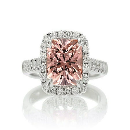 Jeenjewels 1 8 Carat Cushion Cut Morganite Halo Engagement Ring