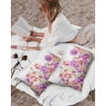 thumbnail image 3 of Pack of 2 Outdoor Pillow Covers, Spring Farmhouse Style Plant Blue and Pink Flowers Waterproof Square Throw Pillowcase Cushion Decorative Pillow Covers for Couch Patio Tent, 20x12 in, 3 of 6