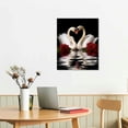 thumbnail image 2 of Creowell Beautiful Romantic Swans Art Print on Canvas Red Rose Flowers Wall Art Decor Stretched Frames for Bedroom Bathroom Ready to Hang-16x20 Inch, 2 of 3