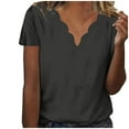 thumbnail image 2 of Giftesty Blouses for Women Dressy Casual Women's Summer Fashion Solid Color Neck Casual Short Sleeved Top, 2 of 6