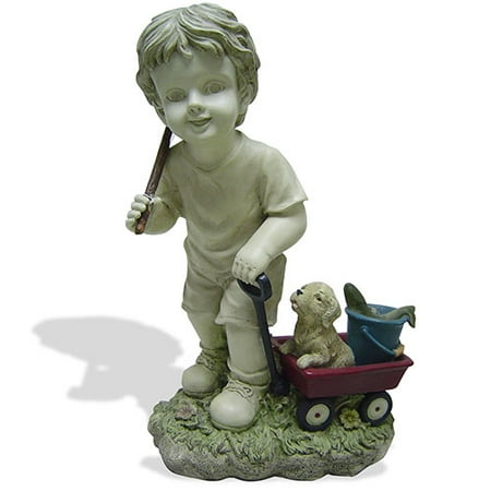 Home Trends Boy with Wagon Statue
