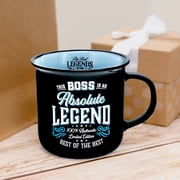 Pavilion Gift Company - Boss Absolute Legend - Ceramic 13-ounce Campfire Mug, Double Sided Coffee Cup, Boss Gifts, Gifts For Boss, Boss Mug, 1 Count (Pack of 1), 3.75” x 5” x 3.5”, Black/Blue