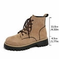 thumbnail image 6 of Juebong Women’s Fashion Ankle Booties Casual Lug Sole Low Heel Chelsea Boots Lace-up Combat Boots Brown,36, 6 of 8