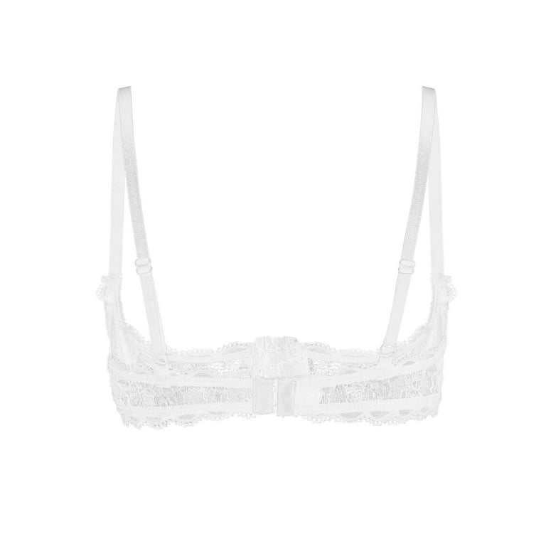 iEFiEL Women Sheer Lace Bra 1/4 Cups Push Up Underwired Bra Top 