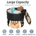 thumbnail image 2 of PhooArto Drawstring Cosmetic Bag, Barrel Shaped Portable Travel Makeup Bags, Cows Sunflower Pattern Large Capacity Waterproof Multifunctional Bucket Toiletry Bag, 2 of 6