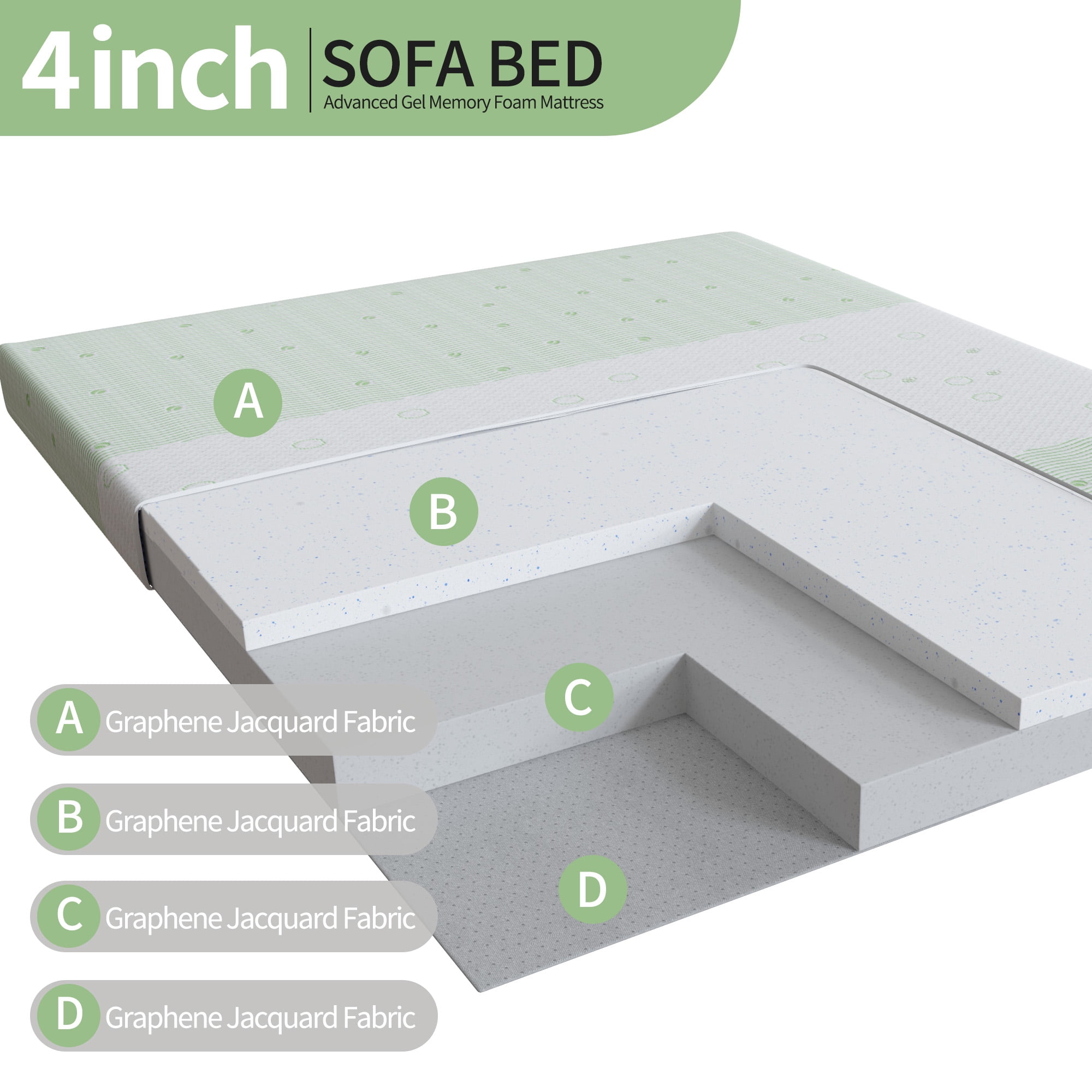 Timber Vibe Studio Mattress Adult 4 in Folding Queen Medium Tight Top Gel Mattresses