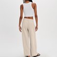 thumbnail image 5 of Womens Linen Pants Summer Wide Leg Pants High Waisted Flowy Palazzo Pant Boho Cotton Linen Beach Pants Brown S, 5 of 5