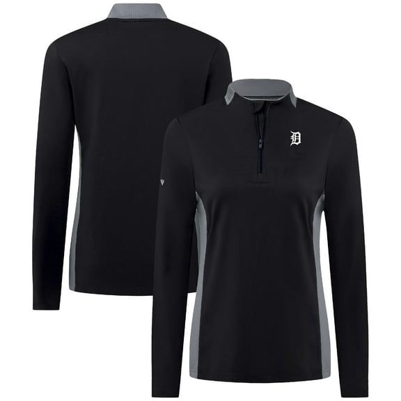 Women's Levelwear  Black Detroit Tigers Moxie Insignia Quarter-Zip Pullover