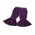 thumbnail image 3 of PENGXIANG Children Autumn Velvet Flare Pants Solid Color Elastic Waistband Trousers, 3 of 10
