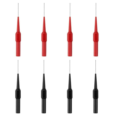 

8 PCS Test Probe Multimeter Probes Copper Test Leads Stainless Steel Needle Probes Silicon Back Probe Pin for Automotive Telecommunications Industrial 4mm Jack Socket Red and Black