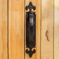 thumbnail image 2 of Decorative Large Door Handle 10.5 in. Use for Push Pull or Slide Doors in Wrought Iron Antique Colonial Forged Design in Black Fleur De Lis w/Screws Renovators Supply, 2 of 7