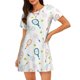 thumbnail image 1 of Easygdp Cute Tennis Rackets Camisón de manga corta para mujer, informal, estampado, 1 of 6