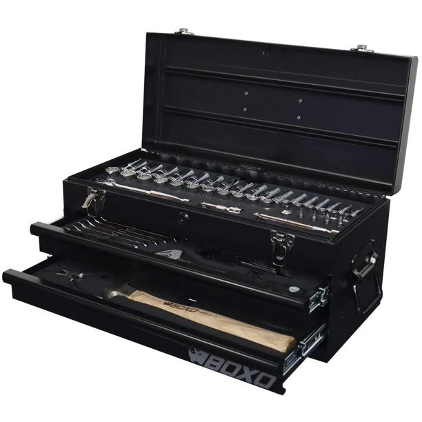 BOXO USA Heavy Duty 113 Piece Metric Tool Set with 2 Drawer Hand Carry