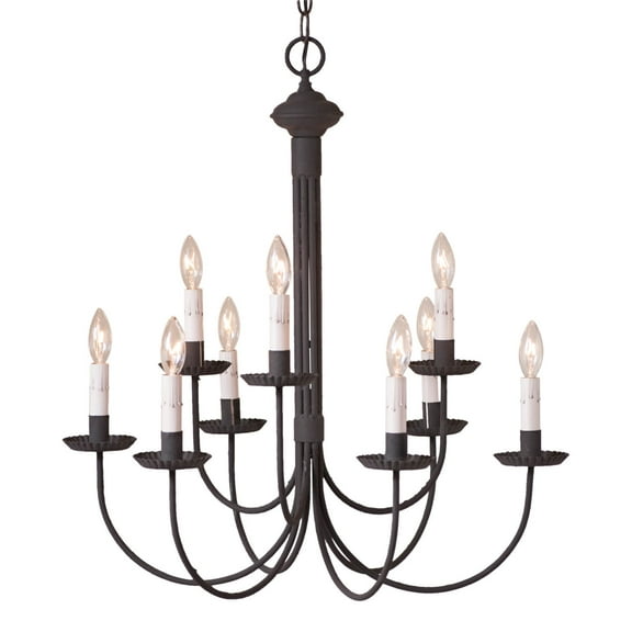 Irvins Country Tinware Irvin's Country Tinware 9-Arm Grandview Chandelier with Gray Sleeves