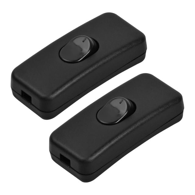 2 Pieces 2A Single Pole Switch, 2A 250V Line Cord Switch Lamp Switch Toggle Switch, Inline Cord Switch for Small Appliance or Lamp (Black)