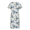 thumbnail image 4 of Viikei Women's High-Low Short Sleeve Dress,Women's Solid Color Loose Casual Fashionable Printed Short Sleeved V-neck Mid Calf Dress Multicolor XXL, 4 of 5