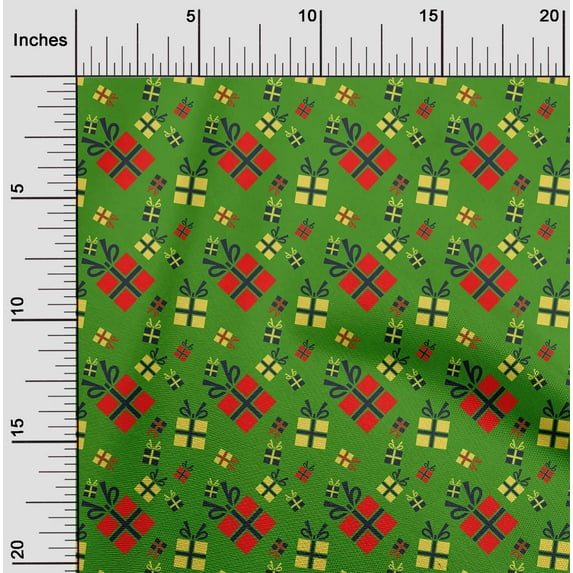 oneOone Rayon Green Fabric Merry Christmas Dress Material Fabric Print Fabric By The Yard 56 Inch Wide-DRC